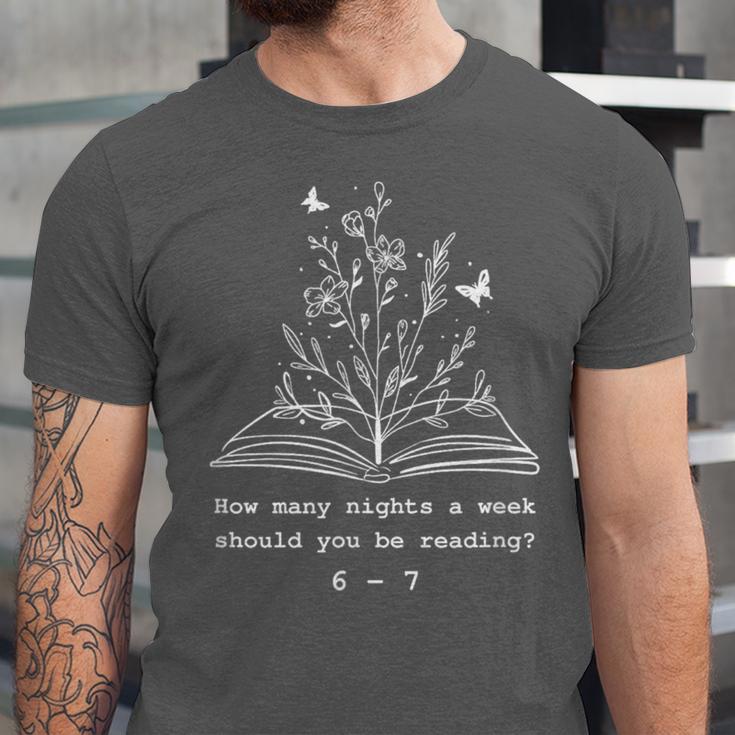 How Many Nights a Week Should You Be Reading 67 Meme Book Unisex Jersey T-Shirt