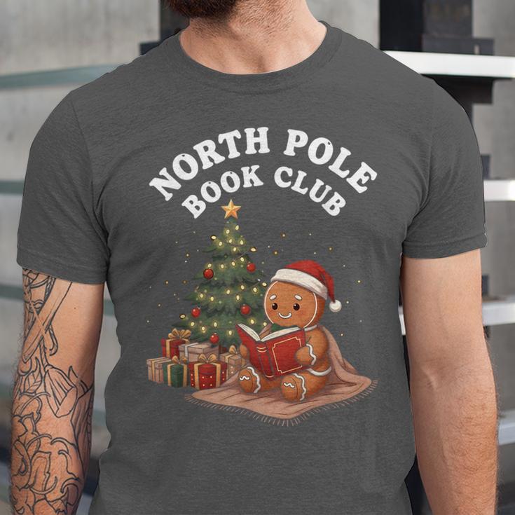 North Pole Book Club Gingerbread Christmas Reading Unisex Jersey T-Shirt North Pole Book Club Gingerbread Christmas Reading Unisex Jersey T-Shirt