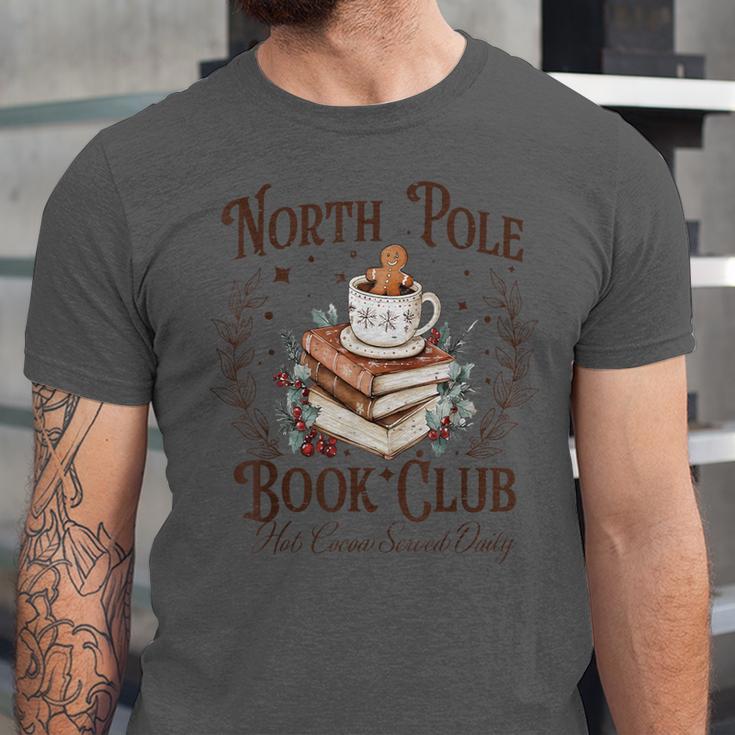 North Pole Book Club Hot Cocoa Served Daily Librarian Xmas Unisex Jersey T-Shirt North Pole Book Club Hot Cocoa Served Daily Librarian Xmas Unisex Jersey T-Shirt