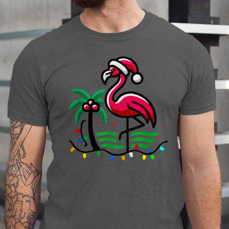 Nostalgia Holiday Tees -Adult Christmas Flamingo Small Short Sleeve Crew Neck Cotton Polyester Lightweight Ribbed Cuff Winter Unisex Jersey T-Shirt