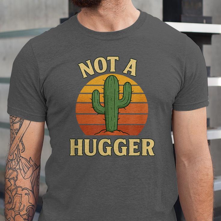 Not A Hugger Cactus Retro Sunset No Hugging Introvert Unisex Jersey T-Shirt Not A Hugger Cactus Retro Sunset No Hugging Introvert Unisex Jersey T-Shirt