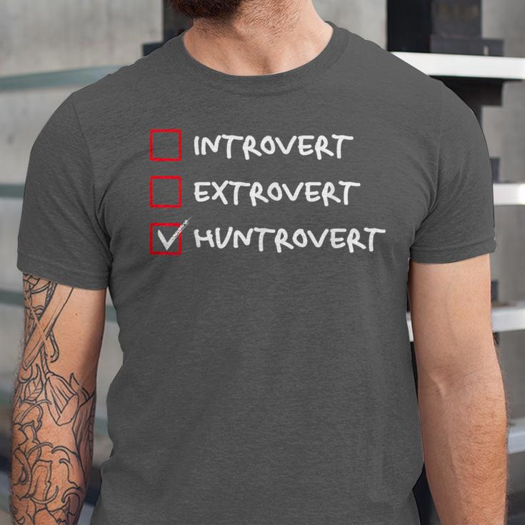 Not Introvert Huntrovert Hunting Hunt-Trovert Hunter Unisex Jersey T-Shirt Not Introvert Huntrovert Hunting Hunt-Trovert Hunter Unisex Jersey T-Shirt