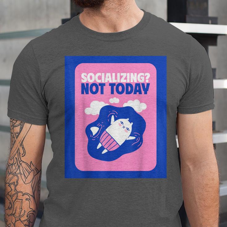 Not Today Cool Fun Cute Introvert Cat Character Unisex Jersey T-Shirt Not Today Cool Fun Cute Introvert Cat Character Unisex Jersey T-Shirt