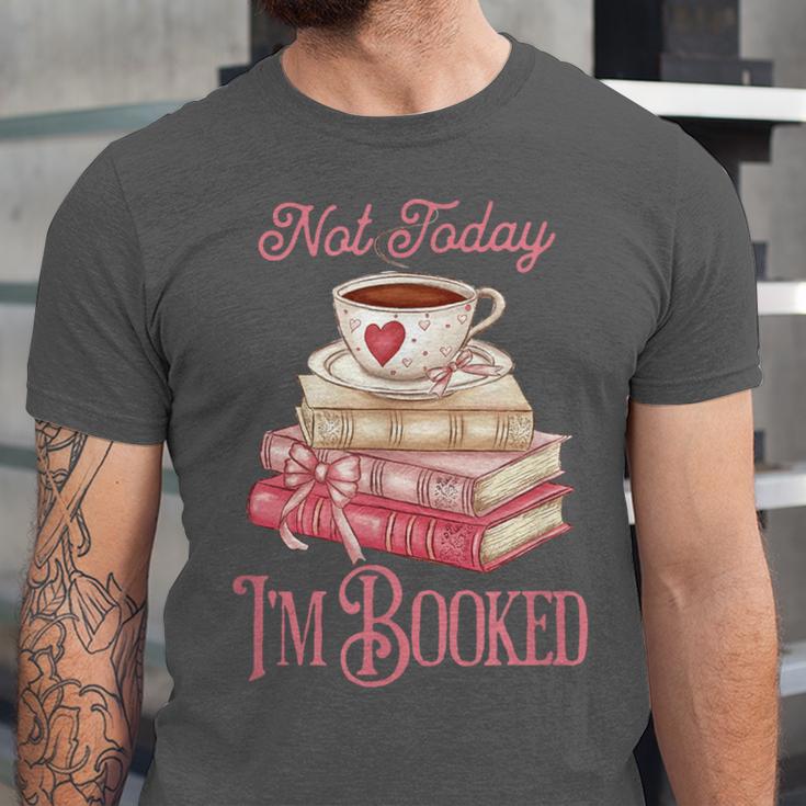 Not Today I'm Booked Book Lover Book Stack Coquette Bow Unisex Jersey T-Shirt