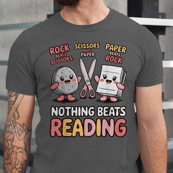 Nothing Goes Beyond Reading Rock Paper Scissors Book Unisex Jersey T-Shirt