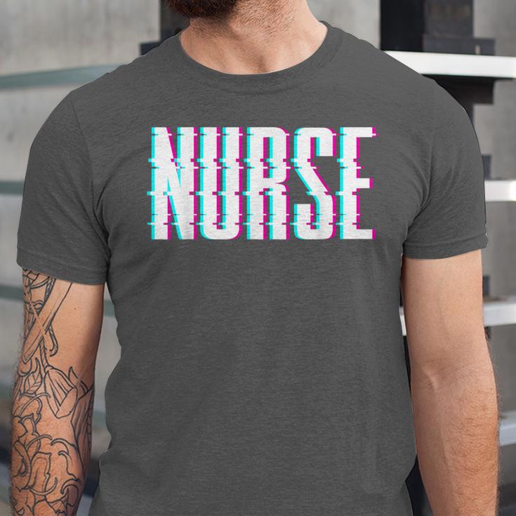 Nurse Glitch Aesthetic Graduation Nurse Glitch Graphic Art Unisex Jersey T-Shirt