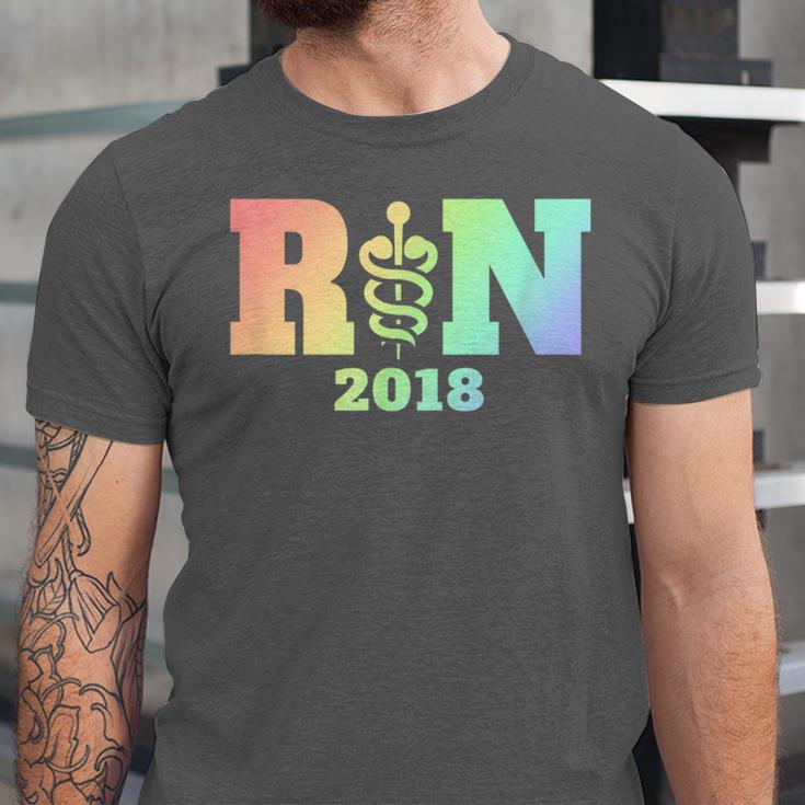 Nurse Graduation Shirt RN Est 2018 Rainbow Tshirt Unisex Jersey T-Shirt