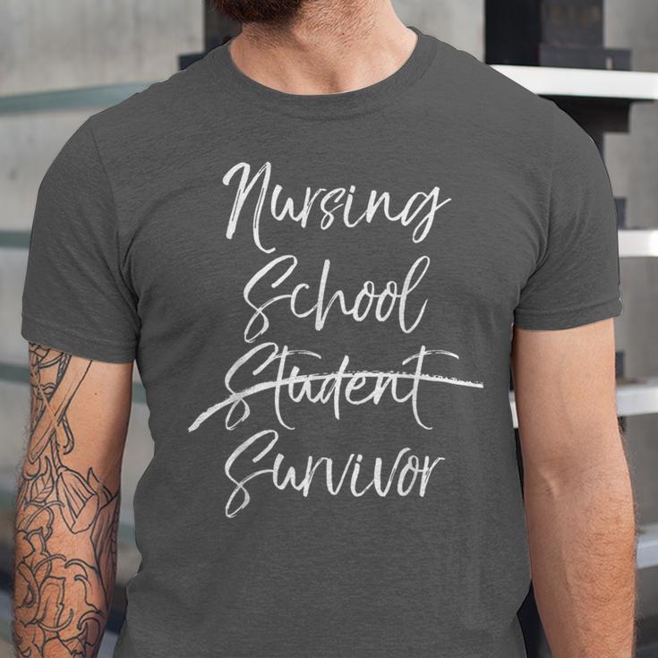 Nursing School Survivor Shirt Nurse Student Graduation Unisex Jersey T-Shirt