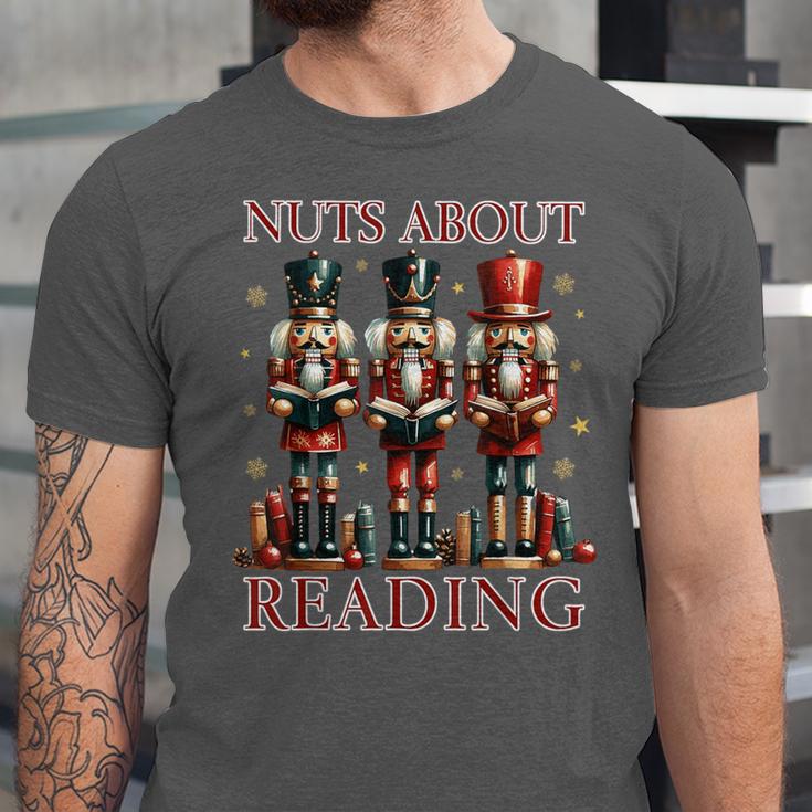 Nuts About Reading Nutcracker Reading Book Lover Christmas Unisex Jersey T-Shirt
