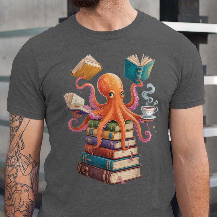Octopus Book Reading Book Reader Ocean Octopus Unisex Jersey T-Shirt
