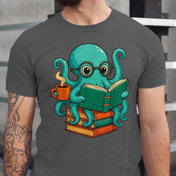 Octopus Reading Book Reading Bookworm Reader Unisex Jersey T-Shirt