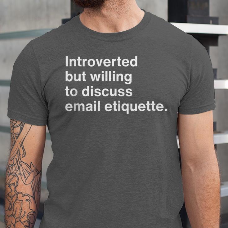 Office Humor Introvert Career Coach Email Etiquette Unisex Jersey T-Shirt