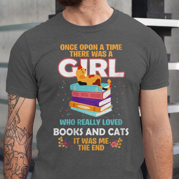 Once Upon A Time There Was A Girl Who Loves Books And Cats Unisex Jersey T-Shirt