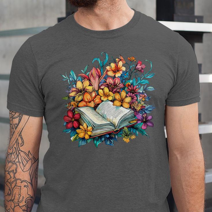 Open Book With Colorful Floral Reading Magic Unisex Jersey T-Shirt Open Book With Colorful Floral Reading Magic Unisex Jersey T-Shirt