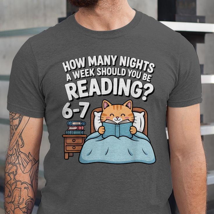 Orange Cat Reading Book 67 Six Seven Meme Unisex Jersey T-Shirt