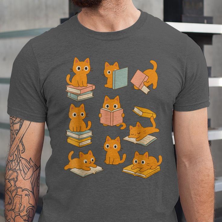 Orange Cats Reading Books Cat Lover Unisex Jersey T-Shirt Orange Cats Reading Books Cat Lover Unisex Jersey T-Shirt