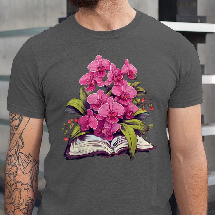 Orchids Flowers Book Floral Unisex Jersey T-Shirt
