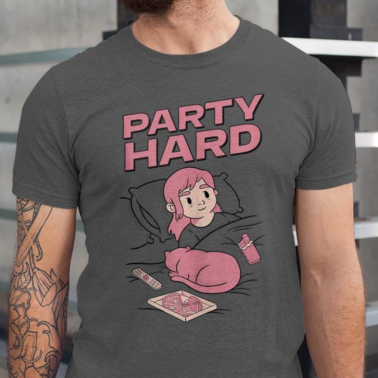 Party Hard Comfortable Stay At Home Introvert Unisex Jersey T-Shirt Party Hard Comfortable Stay At Home Introvert Unisex Jersey T-Shirt