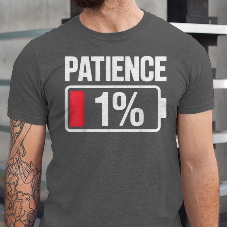 Patience 1 Battery Low Mood Tired Introvert Humor Unisex Jersey T-Shirt Patience 1 Battery Low Mood Tired Introvert Humor Unisex Jersey T-Shirt