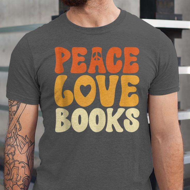 Peace Love Books Men Women Unisex Jersey T-Shirt Peace Love Books Men Women Unisex Jersey T-Shirt
