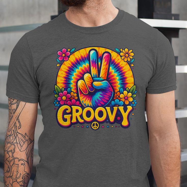 Peace Sign Groovy Vibes Costume Nostalgia Tie Dye Fashion Unisex Jersey T-Shirt