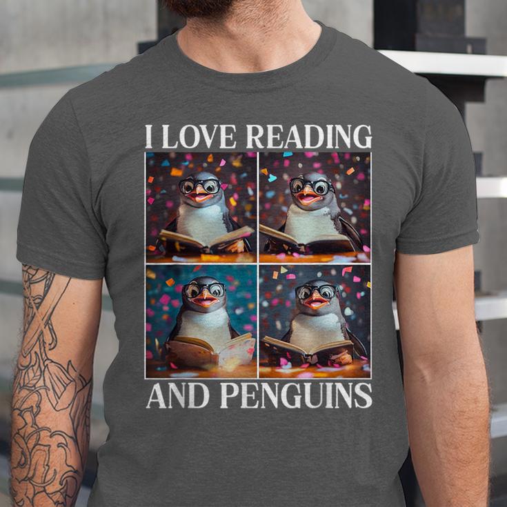 Penguin Love Reading And Penguins Child Book Lover Unisex Jersey T-Shirt