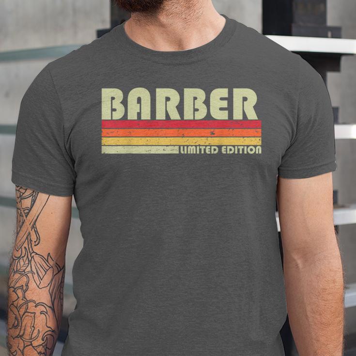 Personal Christmas Retro Vintage Graduation BARBER Job Title Profession Birthday Worker Idea Unisex Jersey T-Shirt