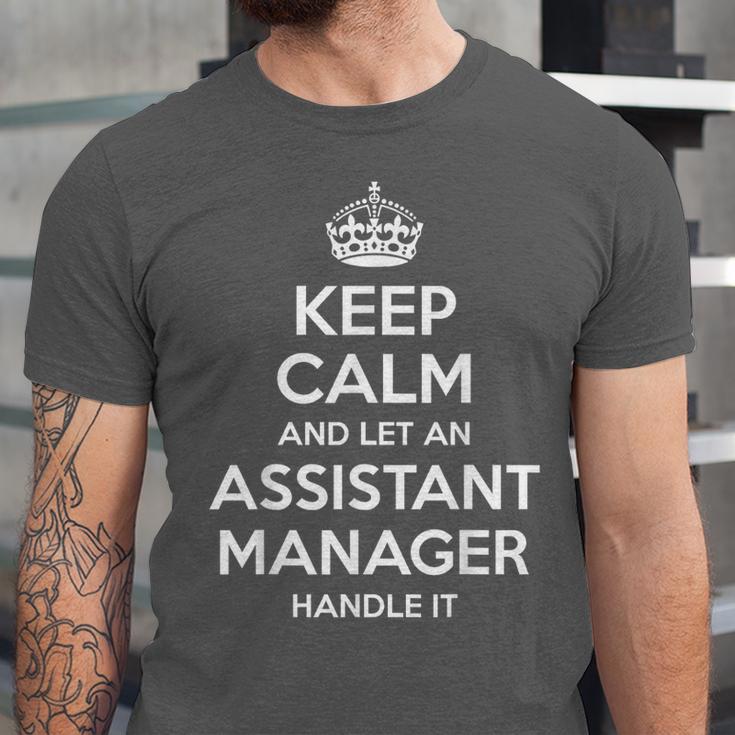 Personalized Keep Calm Graduation Christmas Team Assistant Manager Job Title Profession Birthday Unisex Jersey T-Shirt