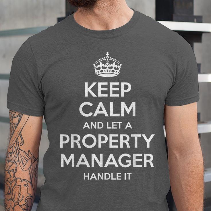 Personalized Keep Calm Graduation Christmas Team PROPERTY MANAGER Job Title Profession Birthday Unisex Jersey T-Shirt