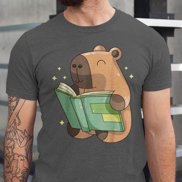 Pet Capybara Is Reading Library Capy Word Book Day Teacher Men Women Kids Unisex Jersey T-Shirt
