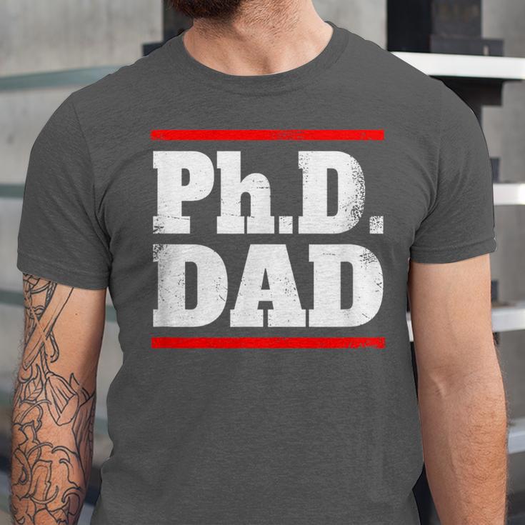 PHD DAD Shirt Doctorate Graduation Fathers Day Unisex Jersey T-Shirt