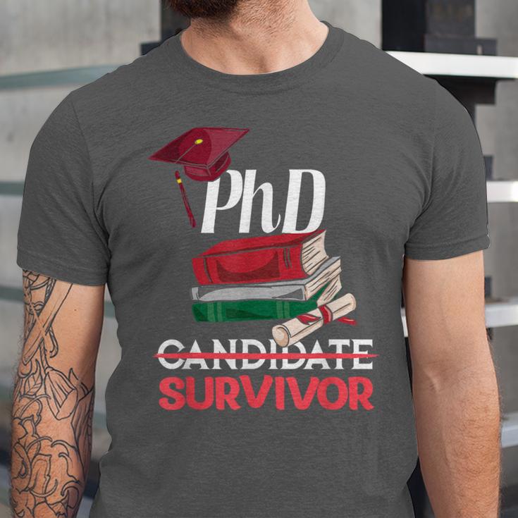 PhD PhD Graduation Gifts PhD Survivor T-Shirt Unisex Jersey T-Shirt
