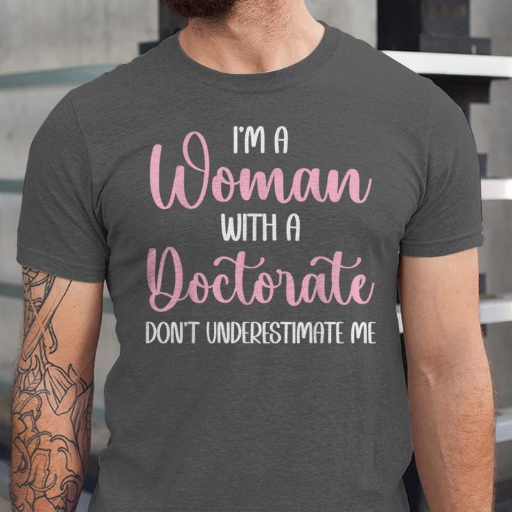 PhD Graduation Woman With A Doctorate Degree Unisex Jersey T-Shirt