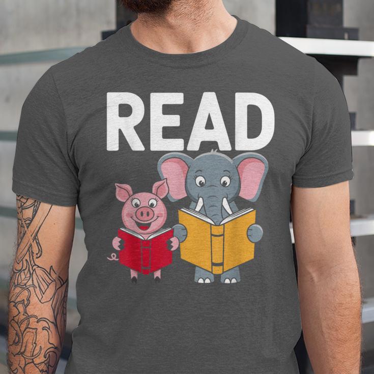 Pig Elephant Reading Cute Book Lover Bookworm Boys Girls Kid Unisex Jersey T-Shirt Pig Elephant Reading Cute Book Lover Bookworm Boys Girls Kid Unisex Jersey T-Shirt
