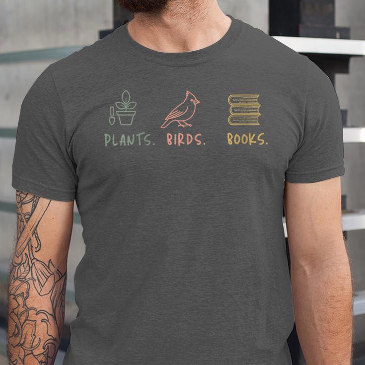 Plants Birds Books Lover Bird Watching Outfit For Bird Nerd Unisex Jersey T-Shirt Plants Birds Books Lover Bird Watching Outfit For Bird Nerd Unisex Jersey T-Shirt