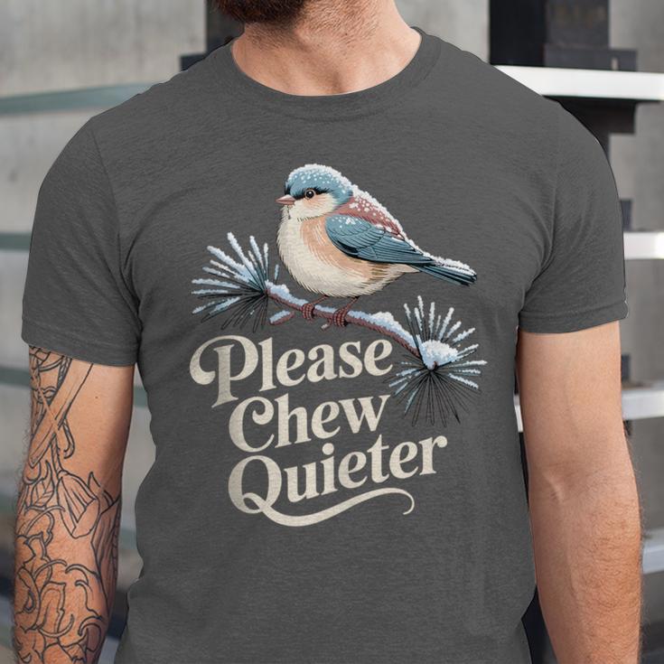Please Chew Quieter Introvert Christmas Bird Lover Unisex Jersey T-Shirt Please Chew Quieter Introvert Christmas Bird Lover Unisex Jersey T-Shirt