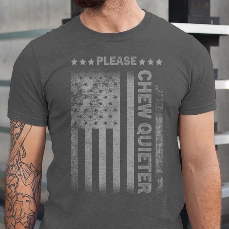 Please Chew Quieter Introvert USA Flag Vintage Unisex Jersey T-Shirt Please Chew Quieter Introvert USA Flag Vintage Unisex Jersey T-Shirt