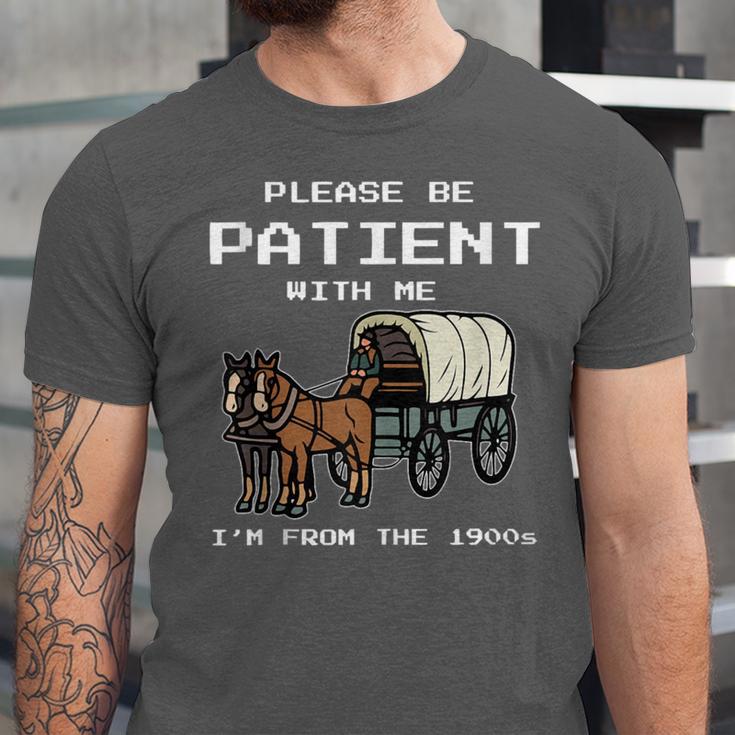 Please Be Patient I'm From The 1900s Amish Wagon & Vintage Unisex Jersey T-Shirt Please Be Patient I'm From The 1900s Amish Wagon & Vintage Unisex Jersey T-Shirt