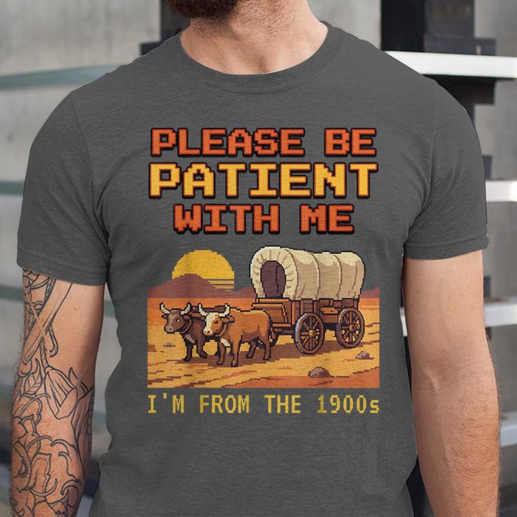 Please Be Patient I'm From The 1900s Retro Pixel Art Unisex Jersey T-Shirt