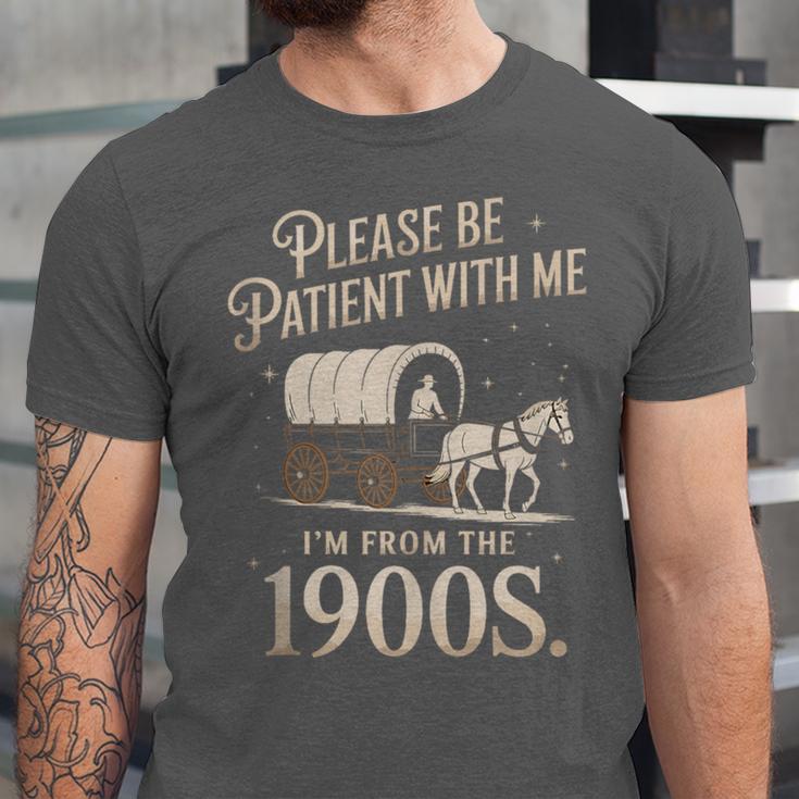 Please Be Patient With Me I'm From The 1900s Retro Western Unisex Jersey T-Shirt