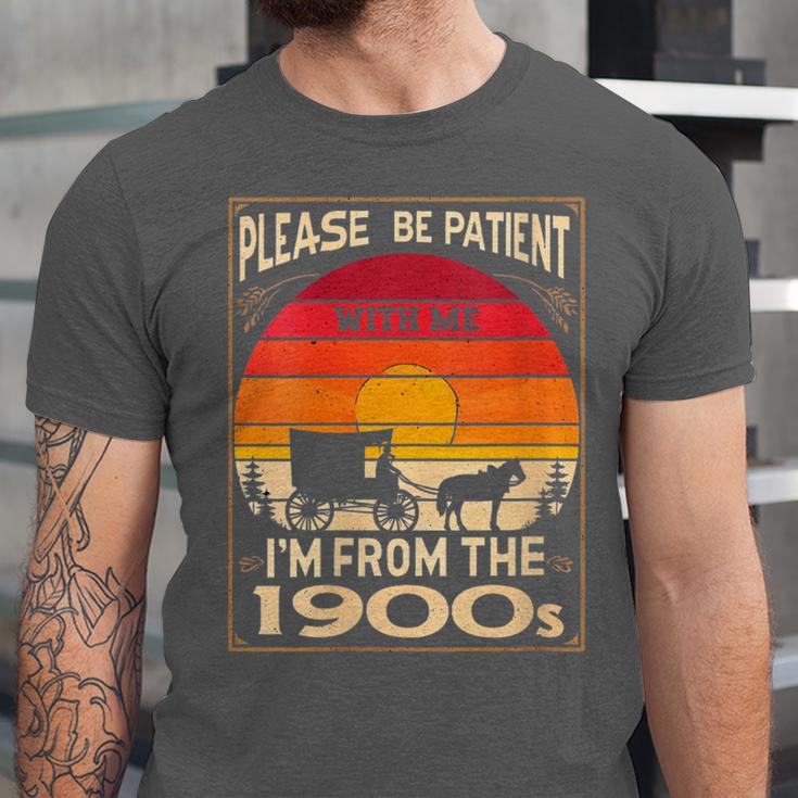 Please Be Patient I'm From The 1900s Sunset Vintage Wagon Unisex Jersey T-Shirt