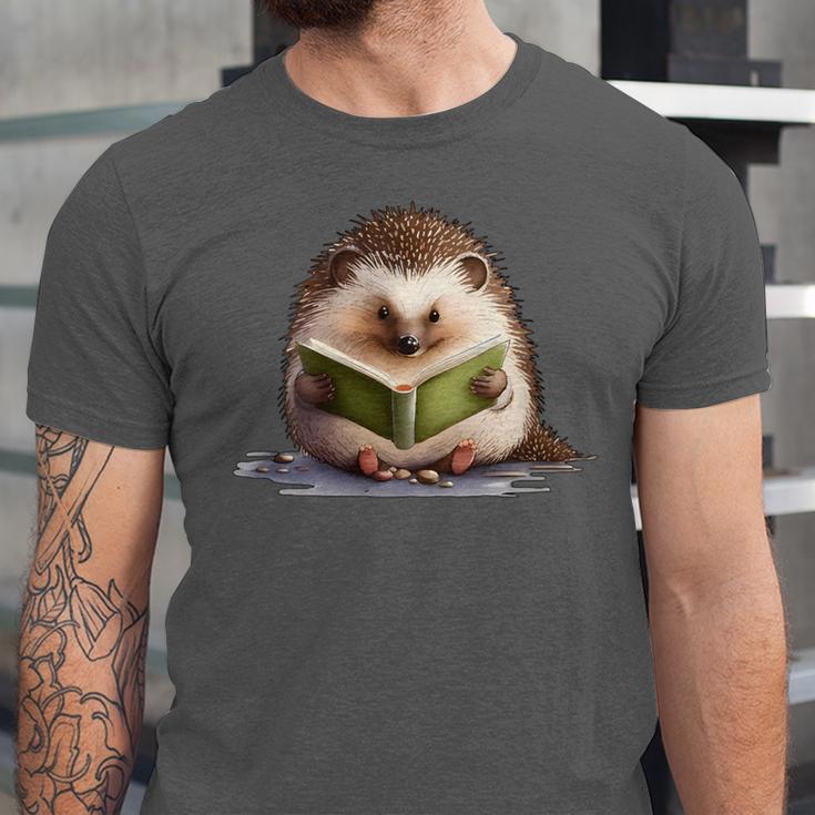Porcupine Reading Book Hedgehog Book Lover Unisex Jersey T-Shirt