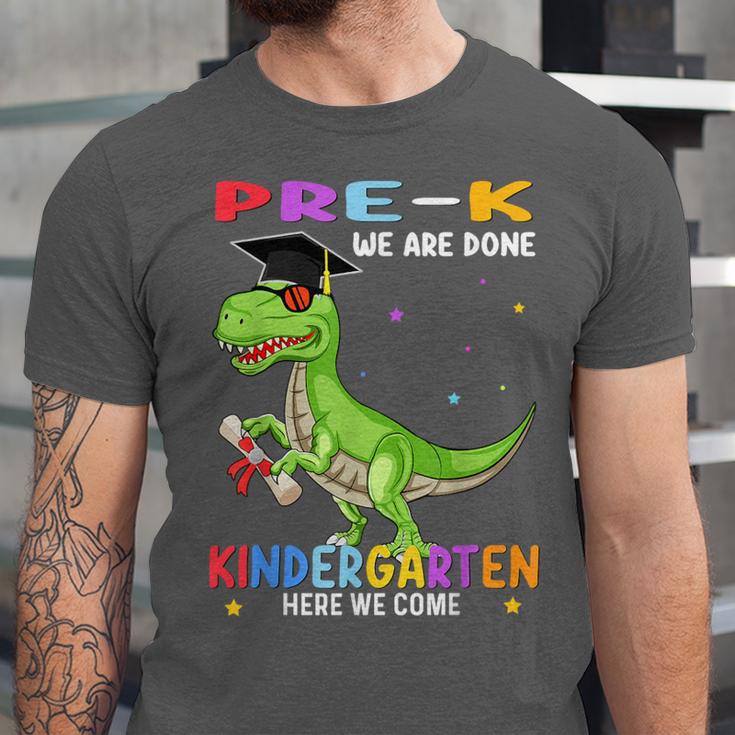 Pre k Graduation We Are Done Class 2023 Pre-k Dinosaur Boys Unisex Jersey T-Shirt