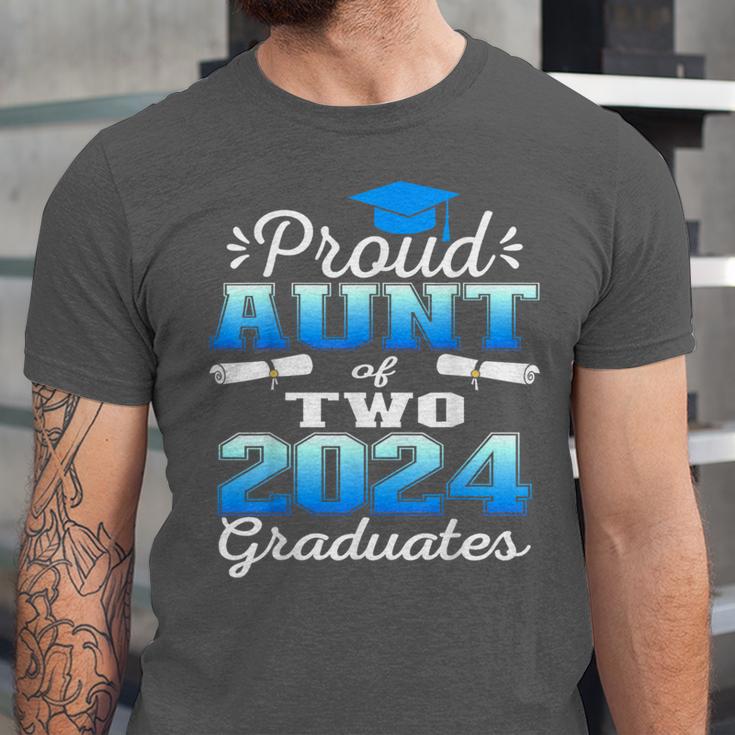 Proud Aunt Of Two 2024 Graduate Class 2024 Graduation Family Unisex Jersey T-Shirt