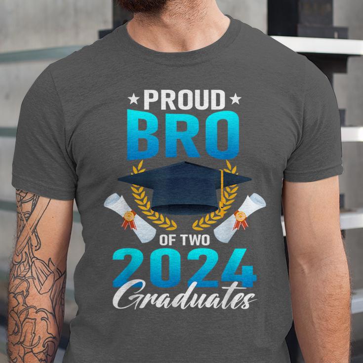 Proud Brother Of Two 2024 Graduates Twin Family Graduation Unisex Jersey T-Shirt