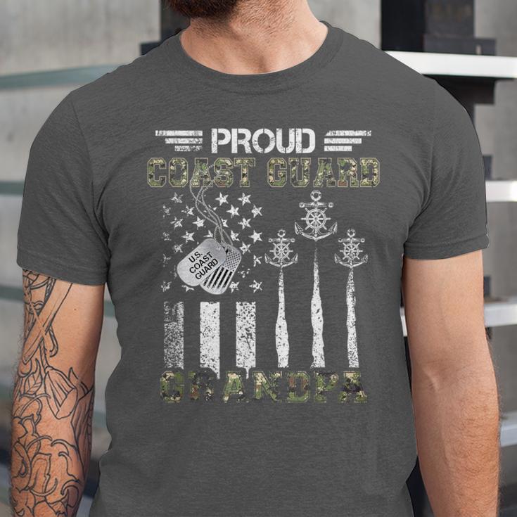 Proud Coast Guard Grandpa US Coast Guard Graduation Grandpa Unisex Jersey T-Shirt