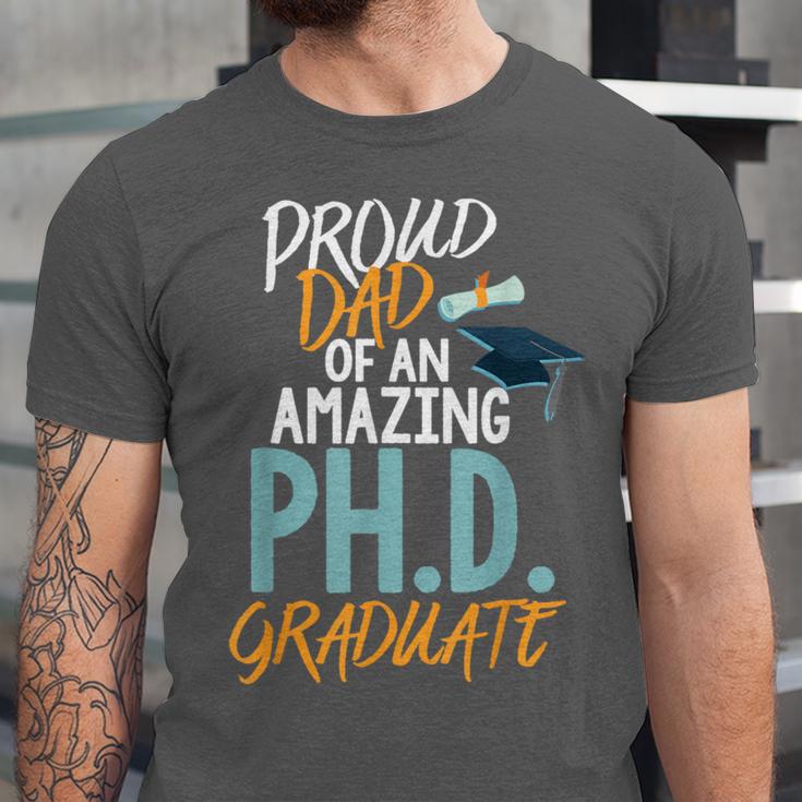 Proud Dad PhD Doctoral Graduation Doctorate Degree EdD PsyD Unisex Jersey T-Shirt