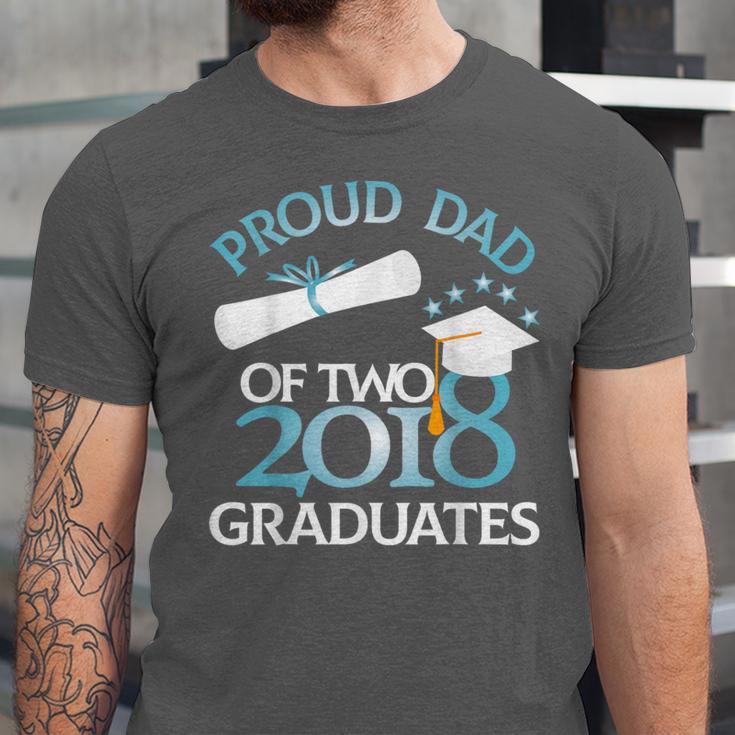 Proud Dad Of Two 2018 Graduates Twin Dads Graduation Unisex Jersey T-Shirt