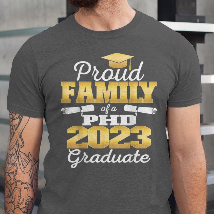 Proud Family Class Of 2023 PHD Graduate Doctorate Graduation Unisex Jersey T-Shirt