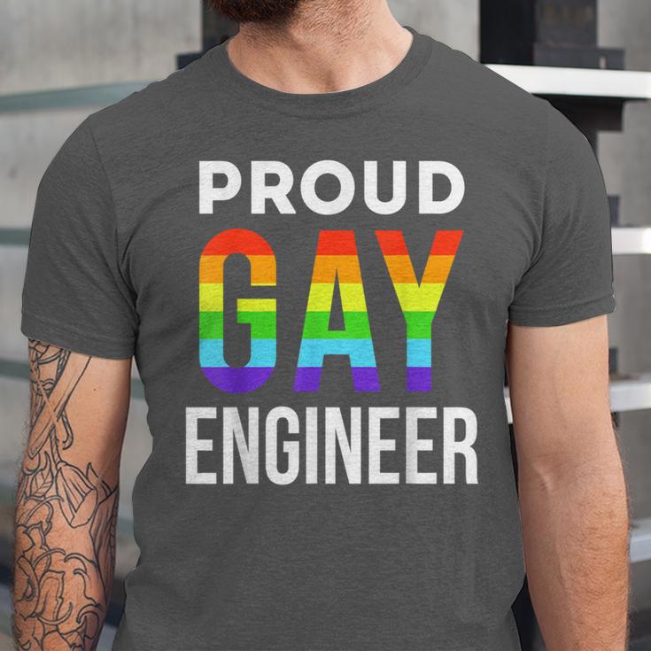 Proud Gay Engineer LGBTQ Rainbow Engineering Graduation Unisex Jersey T-Shirt